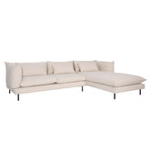 Twiggy Everest Cream and Black Iron Legs Chaise Sectional